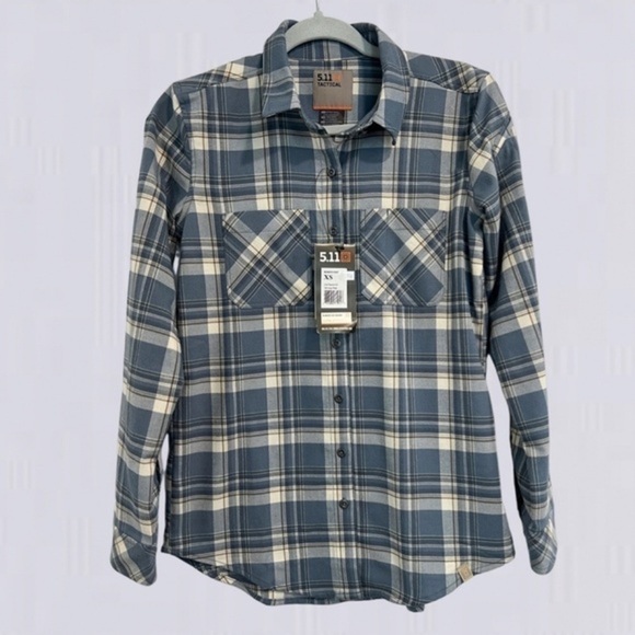15.11 Tactical plaid long sleeve button down soft thin long sleeve flannel shirt - Picture 1 of 16